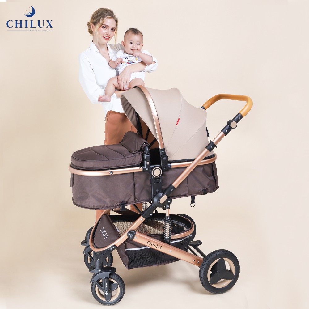 Xe đẩy nôi đa năng cho bé Chilux V1.6, nhiều chế độ tiện dụng, sang trọng cho bé.